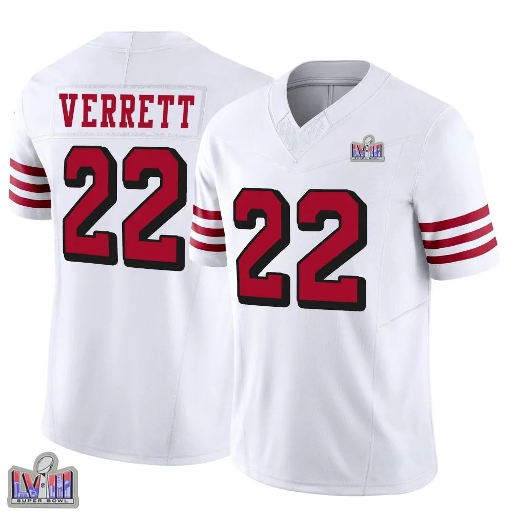 Youth San Francisco 49ers Jason Verrett Nike Alternate Vapor F.U.S.E. Super Bowl LVIII Patch Limited White Jersey Youth San Francisco 49ers Jason Verrett Nike Alternate Vapor F.U.S.E. Super Bowl LVIII Patch Limited White Jersey