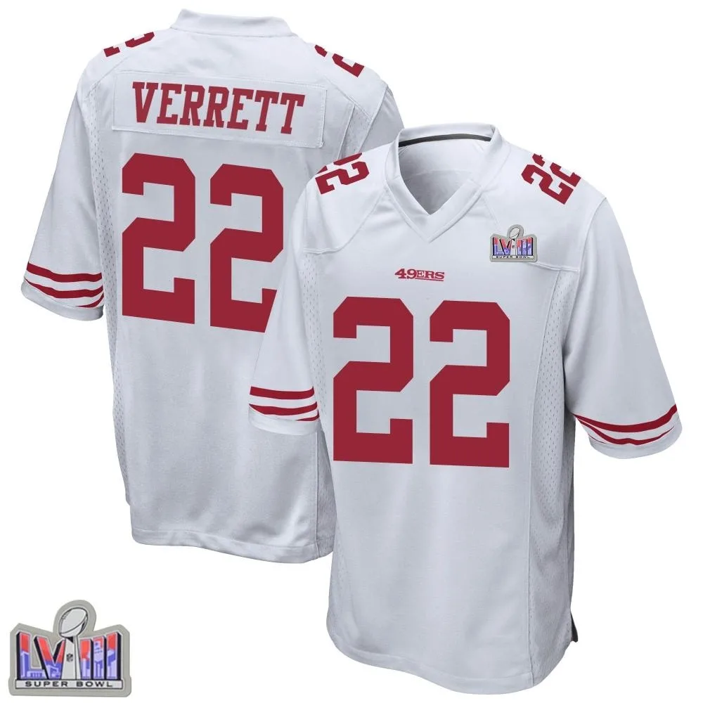 Youth San Francisco 49ers Jason Verrett Nike Super Bowl LVIII Patch Game White Jersey Youth San Francisco 49ers Jason Verrett Nike Super Bowl LVIII Patch Game White Jersey