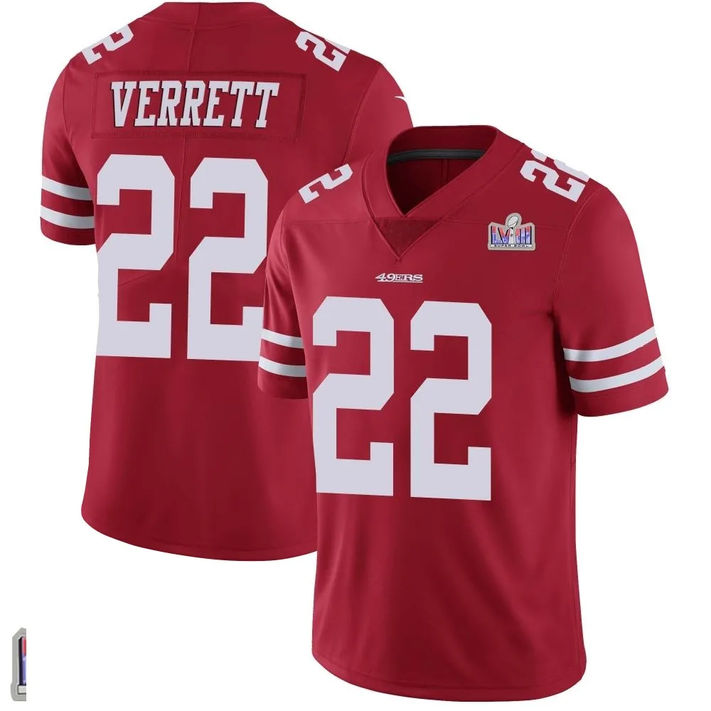 Youth San Francisco 49ers Jason Verrett Nike Team Color Vapor Untouchable Super Bowl LVIII Patch Limited Red Jersey Youth San Francisco 49ers Jason Verrett Nike Team Color Vapor Untouchable Super Bowl LVIII Patch Limited Red Jersey