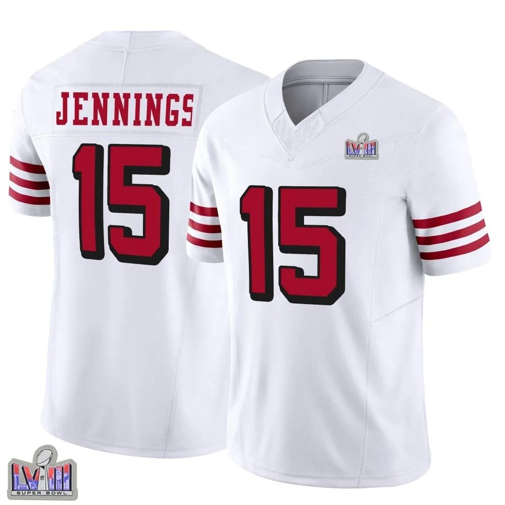 Men's San Francisco 49ers Jauan Jennings Nike Alternate Vapor F.U.S.E. Super Bowl LVIII Patch Limited White Jersey Men's San Francisco 49ers Jauan Jennings Nike Alternate Vapor F.U.S.E. Super Bowl LVIII Patch Limited White Jersey