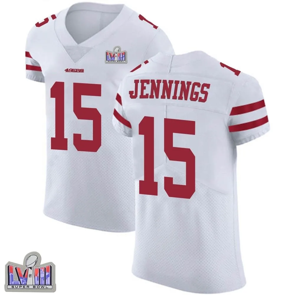 Men's San Francisco 49ers Jauan Jennings Nike Vapor Untouchable Super Bowl LVIII Patch Elite White Jersey Men's San Francisco 49ers Jauan Jennings Nike Vapor Untouchable Super Bowl LVIII Patch Elite White Jersey