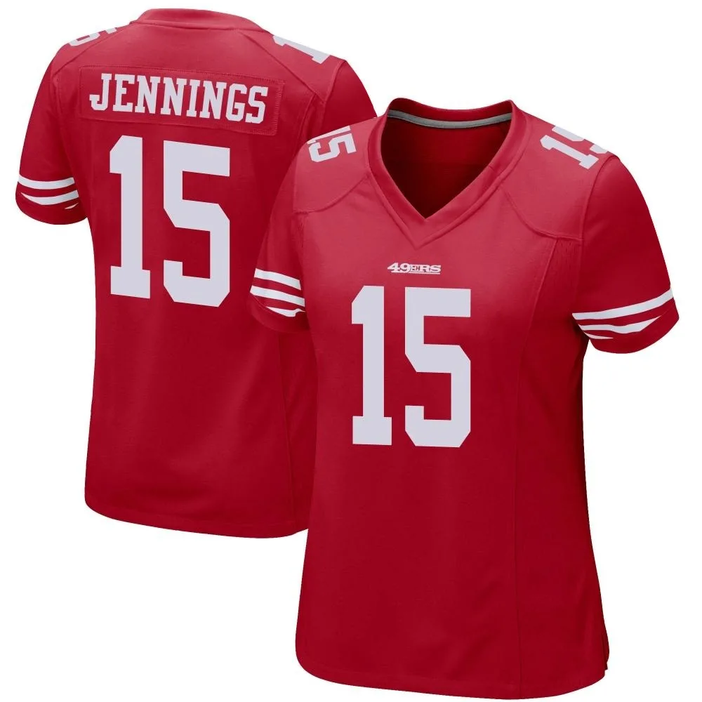 Women's San Francisco 49ers Jauan Jennings Nike Team Color Game Red Jersey Women's San Francisco 49ers Jauan Jennings Nike Team Color Game Red Jersey