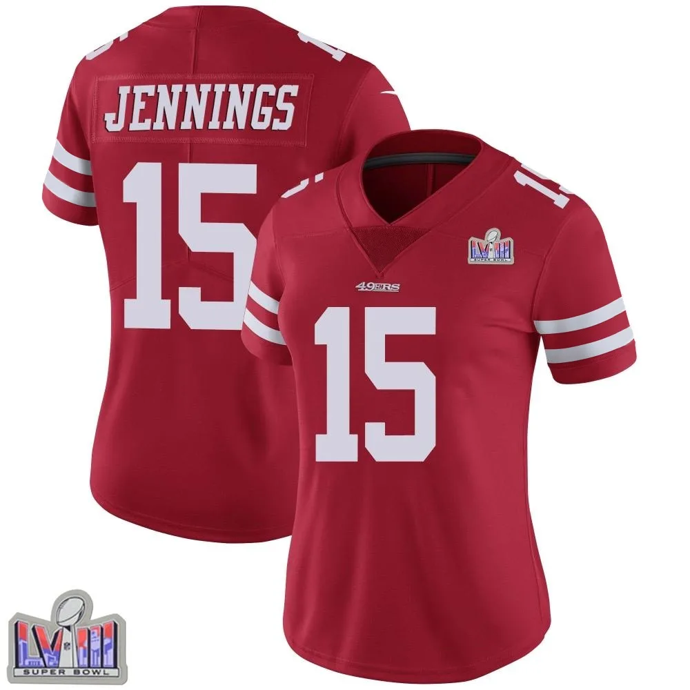 Women's San Francisco 49ers Jauan Jennings Nike Team Color Vapor Untouchable Super Bowl LVIII Patch Limited Red Jersey Women's San Francisco 49ers Jauan Jennings Nike Team Color Vapor Untouchable Super Bowl LVIII Patch Limited Red Jersey