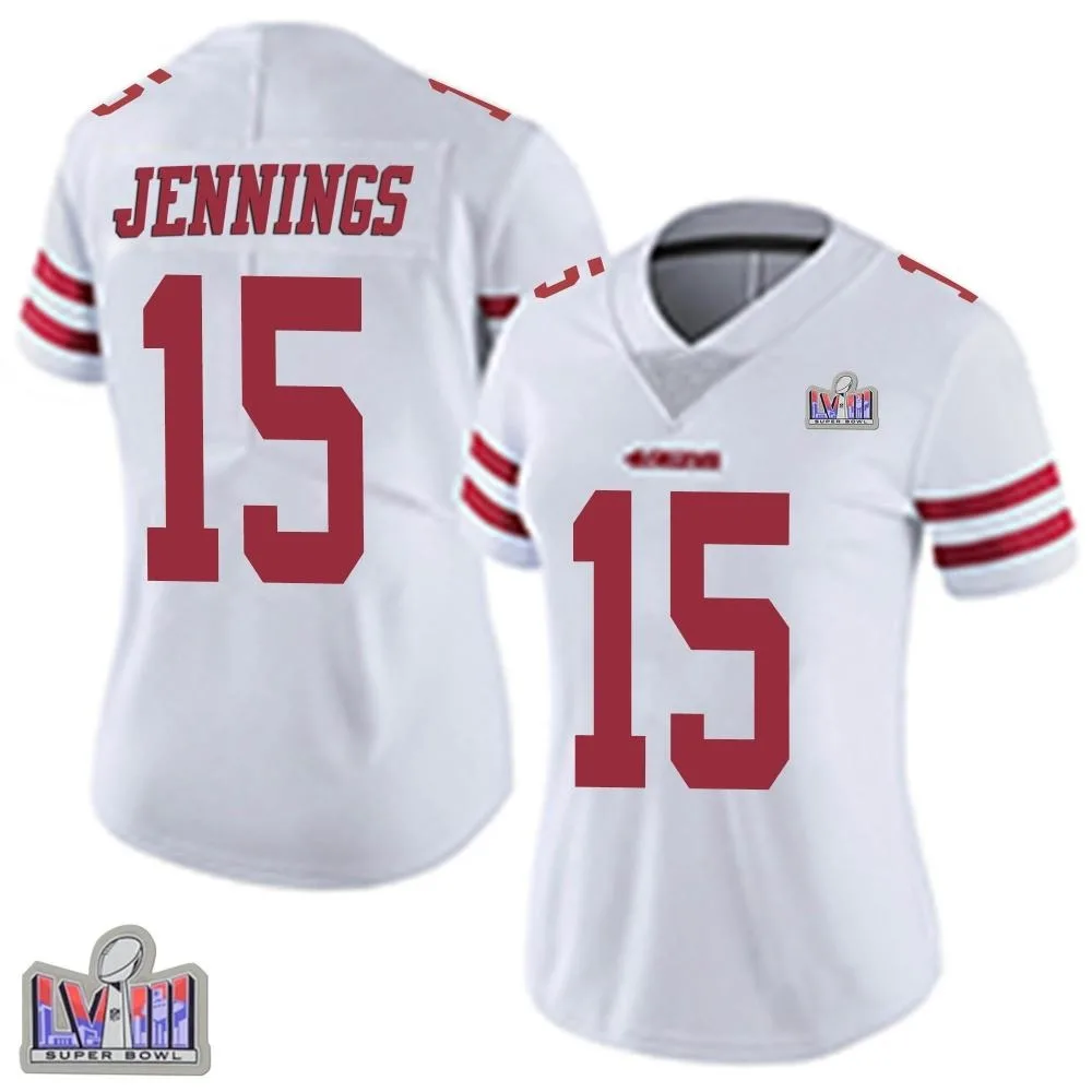 Women's San Francisco 49ers Jauan Jennings Nike Vapor Untouchable Super Bowl LVIII Patch Limited White Jersey Women's San Francisco 49ers Jauan Jennings Nike Vapor Untouchable Super Bowl LVIII Patch Limited White Jersey