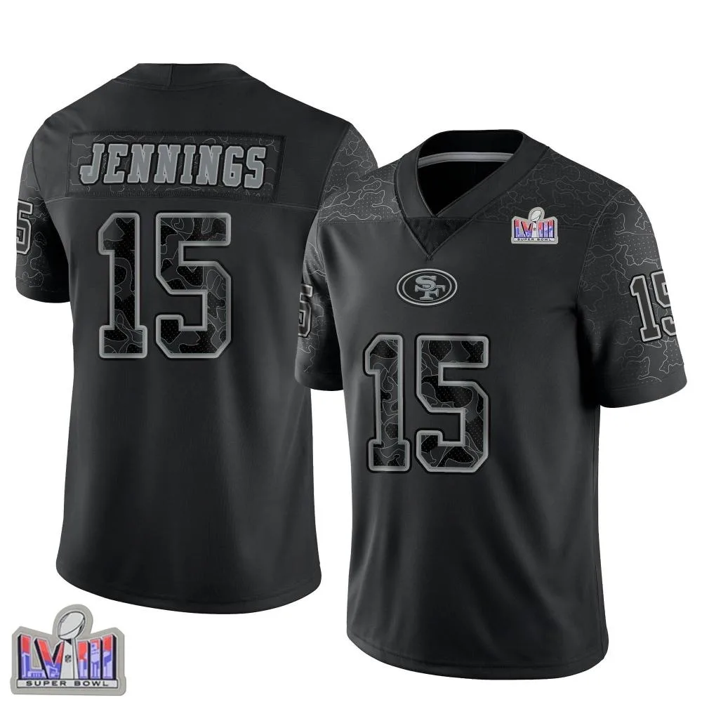 Youth San Francisco 49ers Jauan Jennings Nike Reflective Super Bowl LVIII Patch Limited Black Jersey Youth San Francisco 49ers Jauan Jennings Nike Reflective Super Bowl LVIII Patch Limited Black Jersey