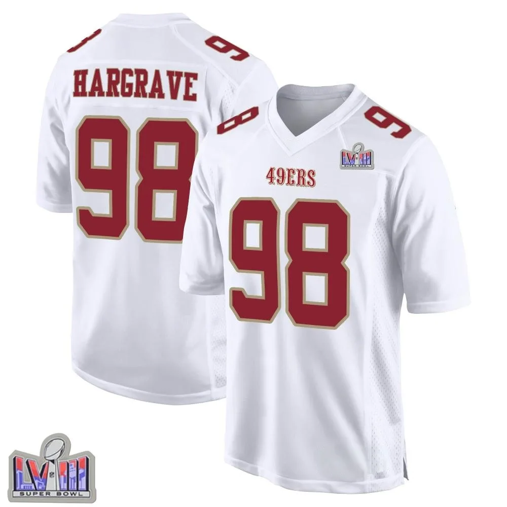 Youth San Francisco 49ers Javon Hargrave Nike Fashion Super Bowl LVIII Patch Game White Jersey Youth San Francisco 49ers Javon Hargrave Nike Fashion Super Bowl LVIII Patch Game White Jersey