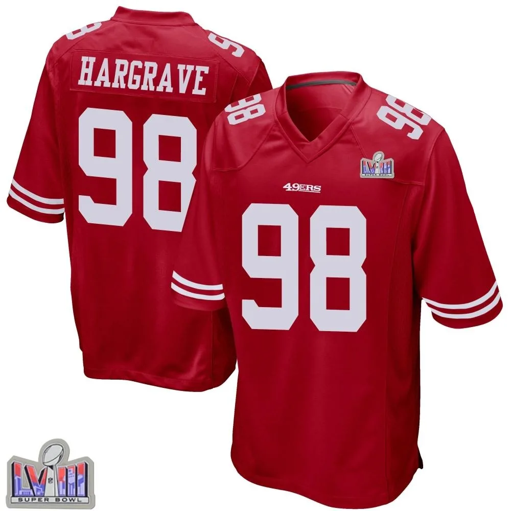 Youth San Francisco 49ers Javon Hargrave Nike Team Color Super Bowl LVIII Patch Game Red Jersey Youth San Francisco 49ers Javon Hargrave Nike Team Color Super Bowl LVIII Patch Game Red Jersey