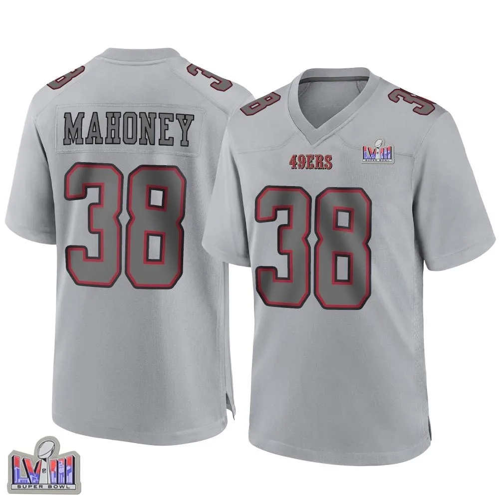 Men's San Francisco 49ers Jaylen Mahoney Nike Atmosphere Fashion Super Bowl LVIII Patch Game Gray Jersey Men's San Francisco 49ers Jaylen Mahoney Nike Atmosphere Fashion Super Bowl LVIII Patch Game Gray Jersey