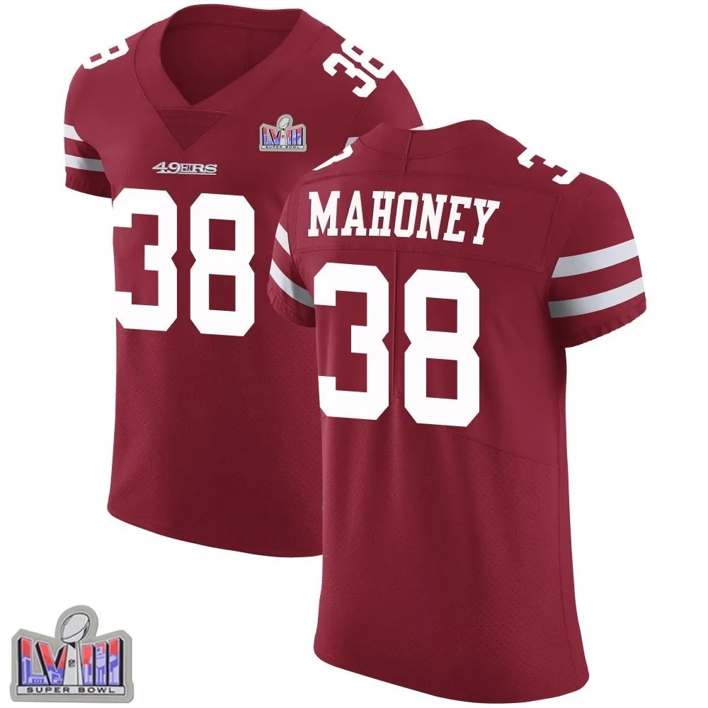 Men's San Francisco 49ers Jaylen Mahoney Nike Team Color Vapor Untouchable Super Bowl LVIII Patch Elite Red Jersey Men's San Francisco 49ers Jaylen Mahoney Nike Team Color Vapor Untouchable Super Bowl LVIII Patch Elite Red Jersey
