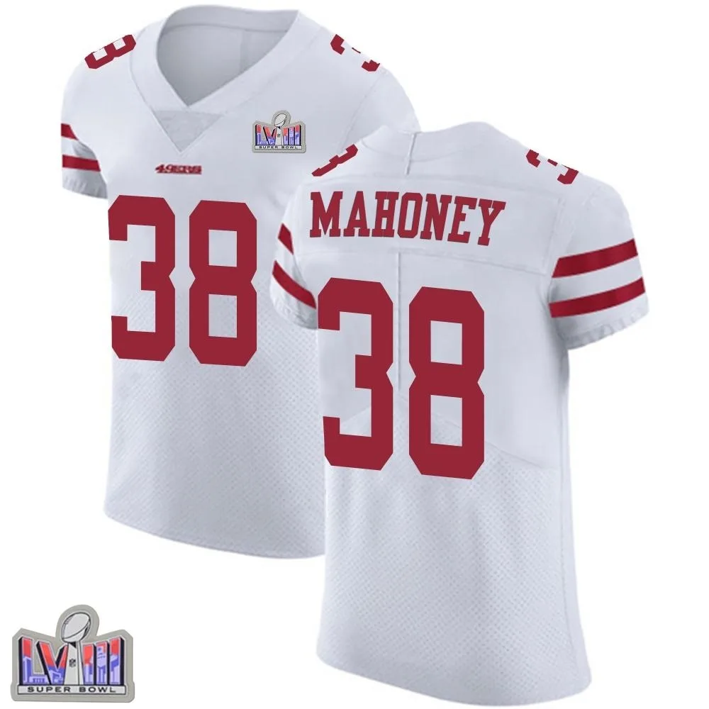 Men's San Francisco 49ers Jaylen Mahoney Nike Vapor Untouchable Super Bowl LVIII Patch Elite White Jersey Men's San Francisco 49ers Jaylen Mahoney Nike Vapor Untouchable Super Bowl LVIII Patch Elite White Jersey