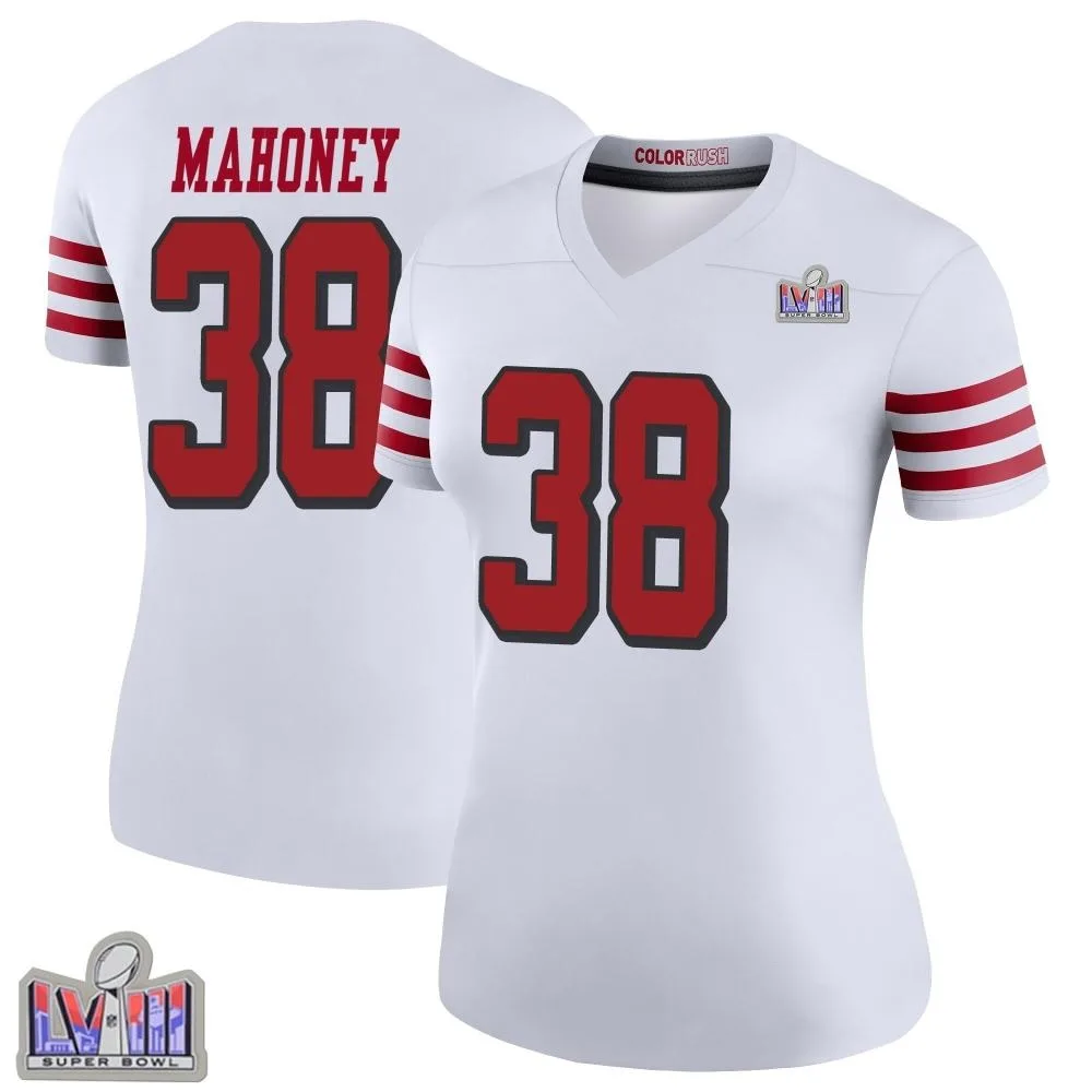 Women's San Francisco 49ers Jaylen Mahoney Nike Color Rush Super Bowl LVIII Patch Legend White Jersey Women's San Francisco 49ers Jaylen Mahoney Nike Color Rush Super Bowl LVIII Patch Legend White Jersey
