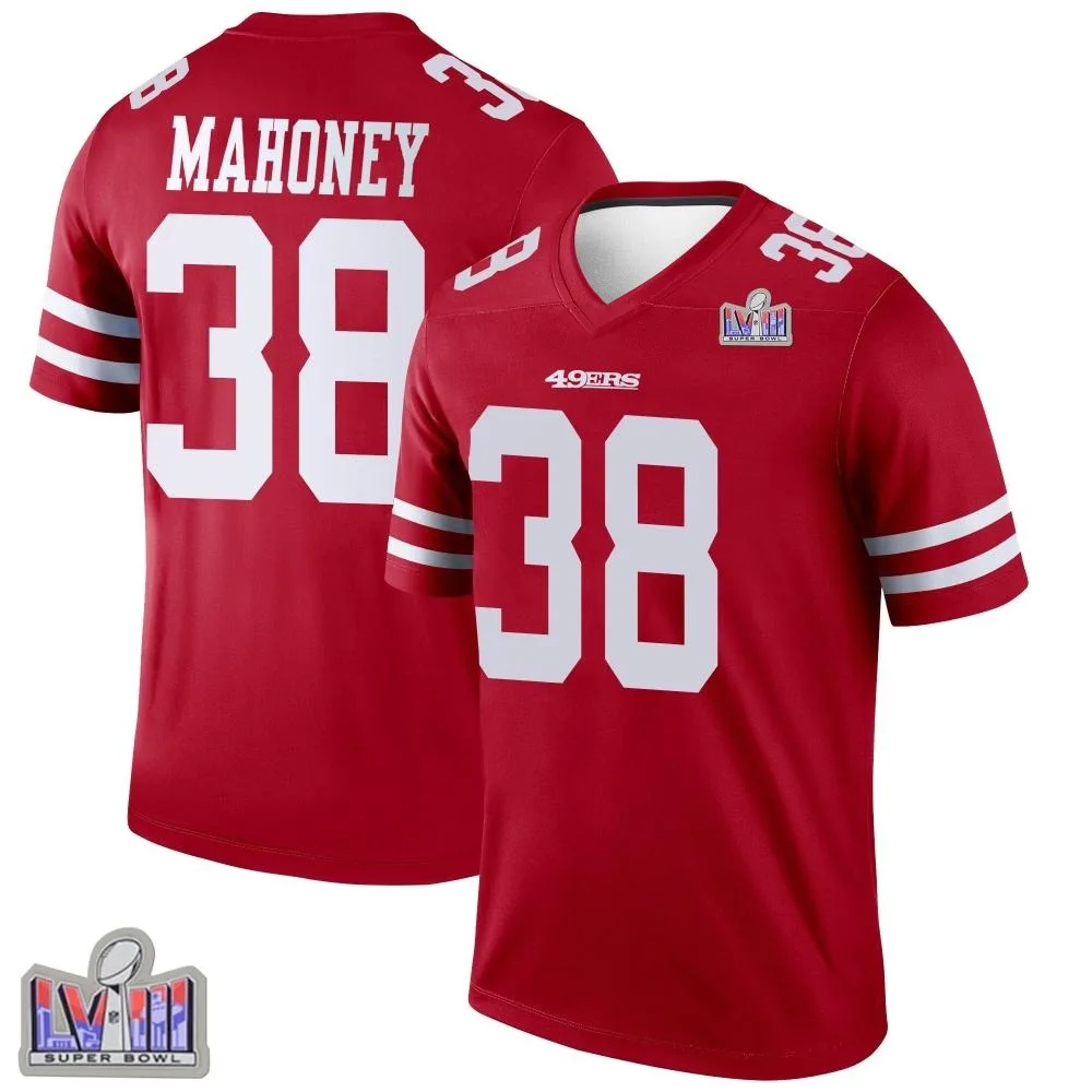 Youth San Francisco 49ers Jaylen Mahoney Nike Super Bowl LVIII Patch Legend Scarlet Jersey Youth San Francisco 49ers Jaylen Mahoney Nike Super Bowl LVIII Patch Legend Scarlet Jersey