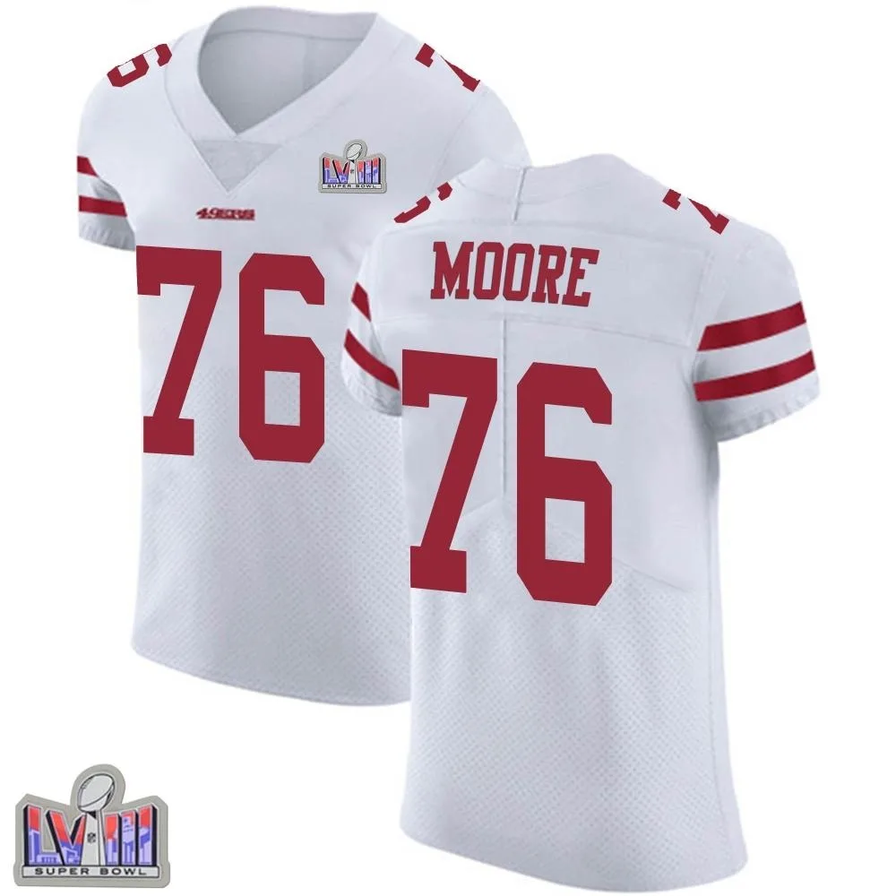 Men's San Francisco 49ers Jaylon Moore Nike Vapor Untouchable Super Bowl LVIII Patch Elite White Jersey Men's San Francisco 49ers Jaylon Moore Nike Vapor Untouchable Super Bowl LVIII Patch Elite White Jersey