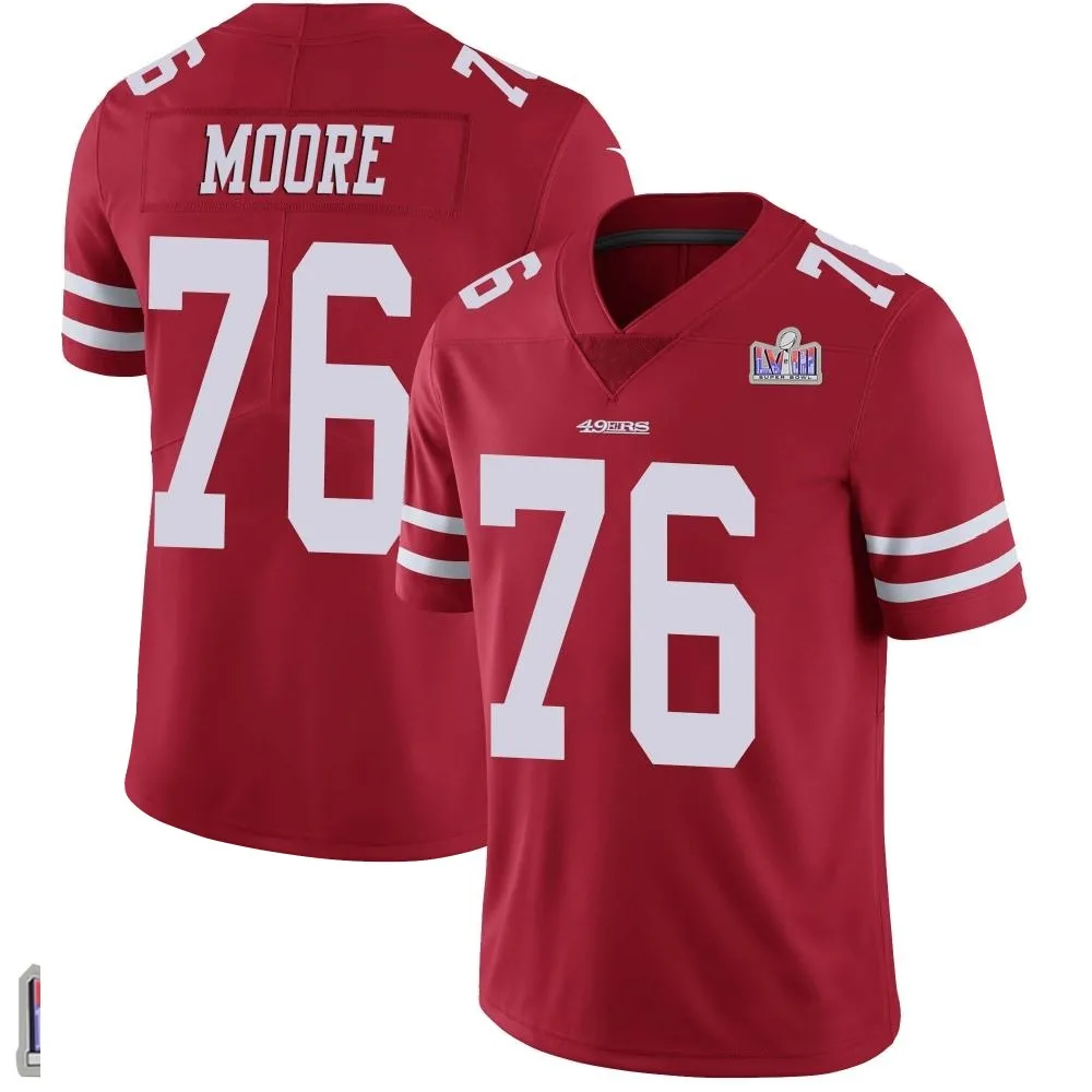 Youth San Francisco 49ers Jaylon Moore Nike Team Color Vapor Untouchable Super Bowl LVIII Patch Limited Red Jersey Youth San Francisco 49ers Jaylon Moore Nike Team Color Vapor Untouchable Super Bowl LVIII Patch Limited Red Jersey