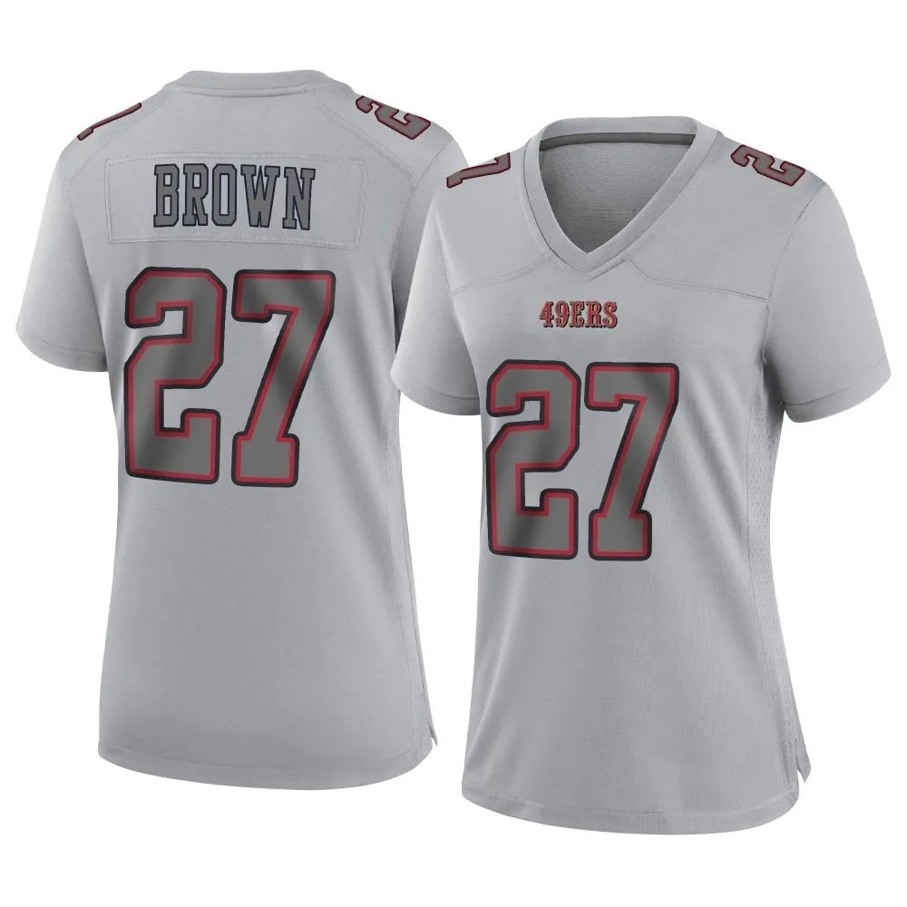 Women's San Francisco 49ers Ji'ayir Brown Nike Atmosphere Fashion Game Gray Jersey Women's San Francisco 49ers Ji'ayir Brown Nike Atmosphere Fashion Game Gray Jersey