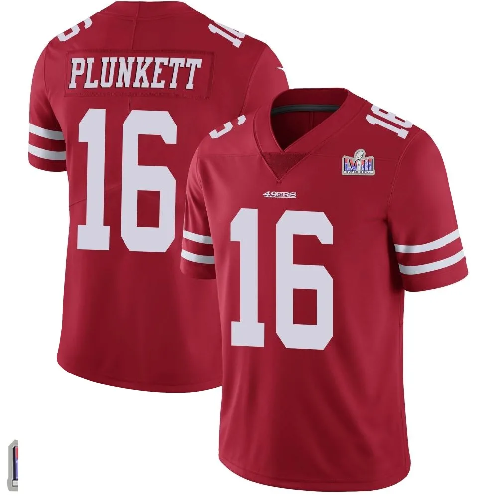 Youth San Francisco 49ers Jim Plunkett Nike Team Color Vapor Untouchable Super Bowl LVIII Patch Limited Red Jersey Youth San Francisco 49ers Jim Plunkett Nike Team Color Vapor Untouchable Super Bowl LVIII Patch Limited Red Jersey