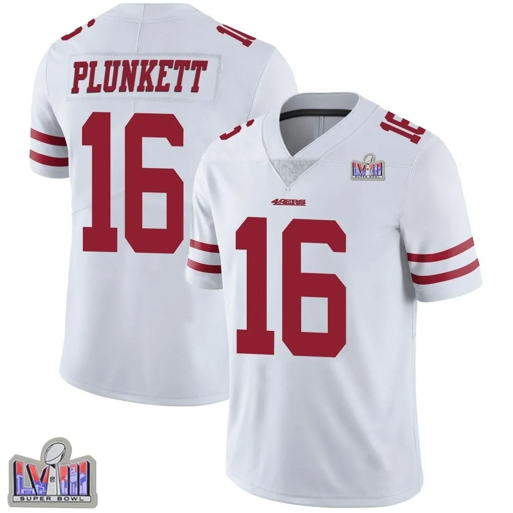 Youth San Francisco 49ers Jim Plunkett Nike Vapor Untouchable Super Bowl LVIII Patch Limited White Jersey Youth San Francisco 49ers Jim Plunkett Nike Vapor Untouchable Super Bowl LVIII Patch Limited White Jersey