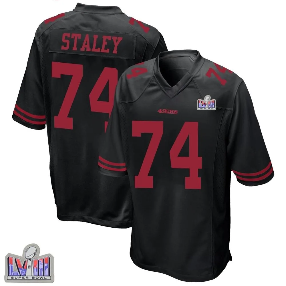 Men's San Francisco 49ers Joe Staley Nike Alternate Super Bowl LVIII Patch Game Black Jersey Men's San Francisco 49ers Joe Staley Nike Alternate Super Bowl LVIII Patch Game Black Jersey