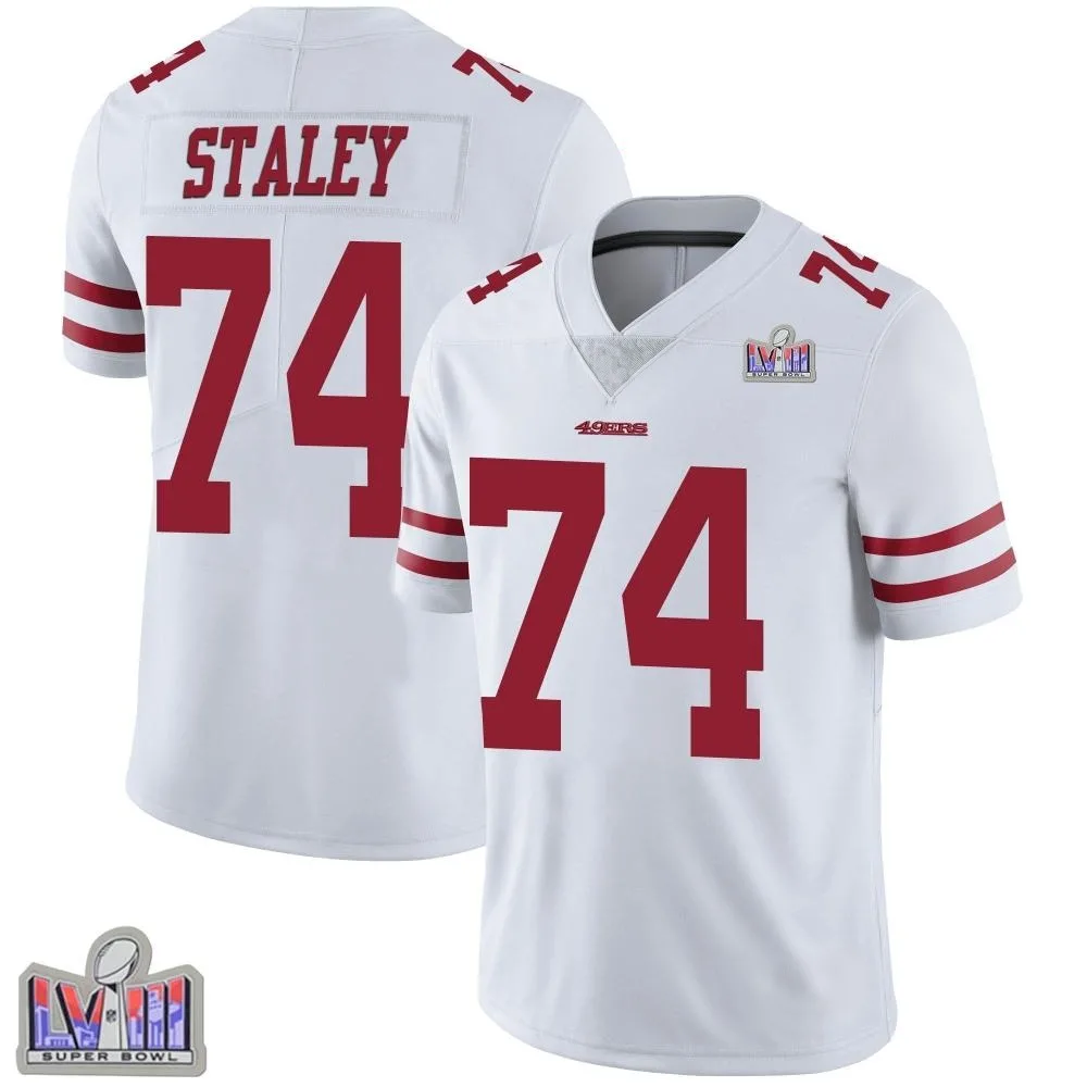 Men's San Francisco 49ers Joe Staley Nike Vapor Untouchable Super Bowl LVIII Patch Limited White Jersey Men's San Francisco 49ers Joe Staley Nike Vapor Untouchable Super Bowl LVIII Patch Limited White Jersey