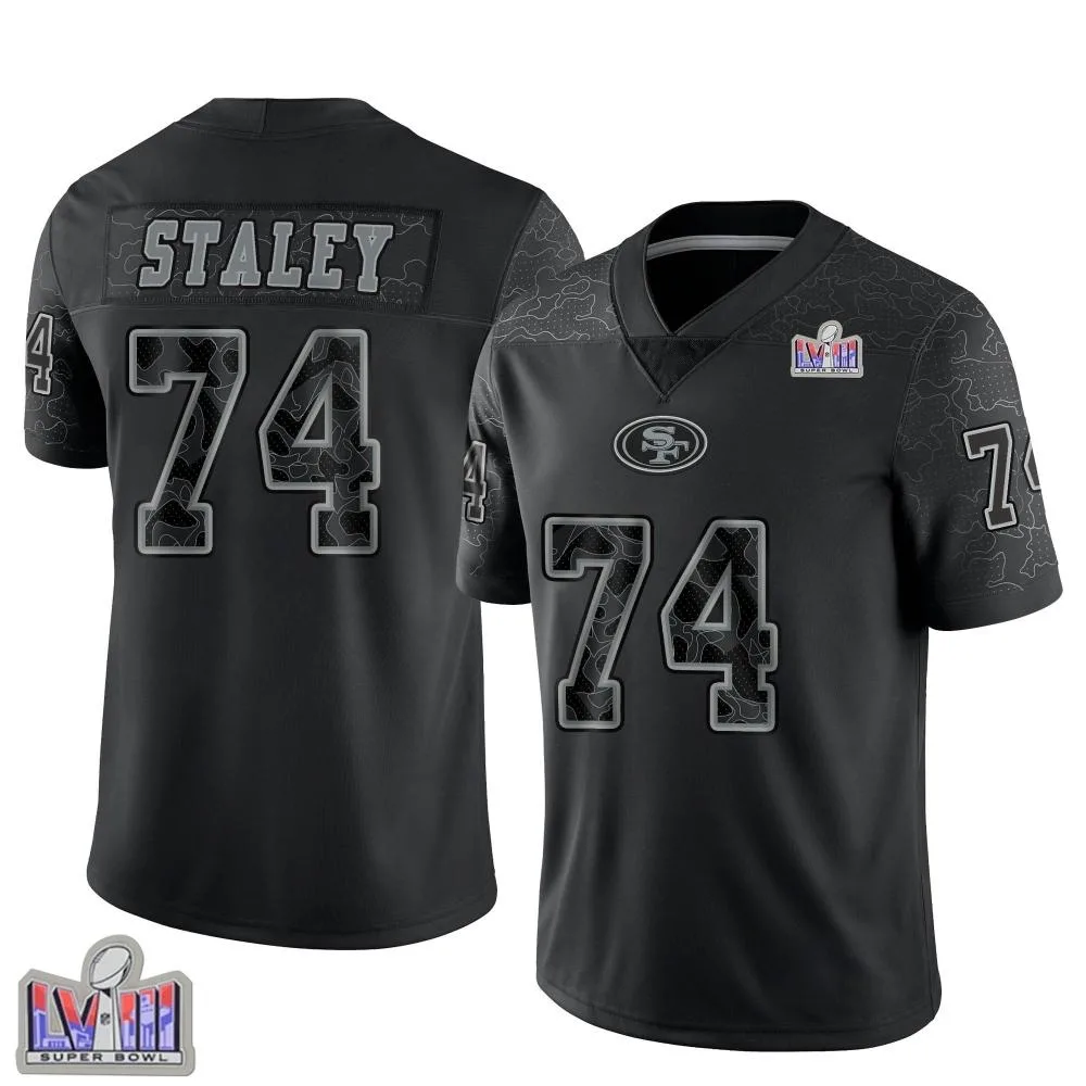Youth San Francisco 49ers Joe Staley Nike Reflective Super Bowl LVIII Patch Limited Black Jersey Youth San Francisco 49ers Joe Staley Nike Reflective Super Bowl LVIII Patch Limited Black Jersey