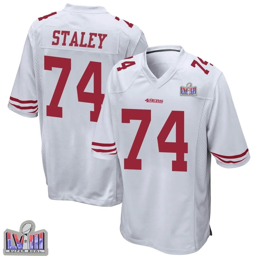 Youth San Francisco 49ers Joe Staley Nike Super Bowl LVIII Patch Game White Jersey Youth San Francisco 49ers Joe Staley Nike Super Bowl LVIII Patch Game White Jersey