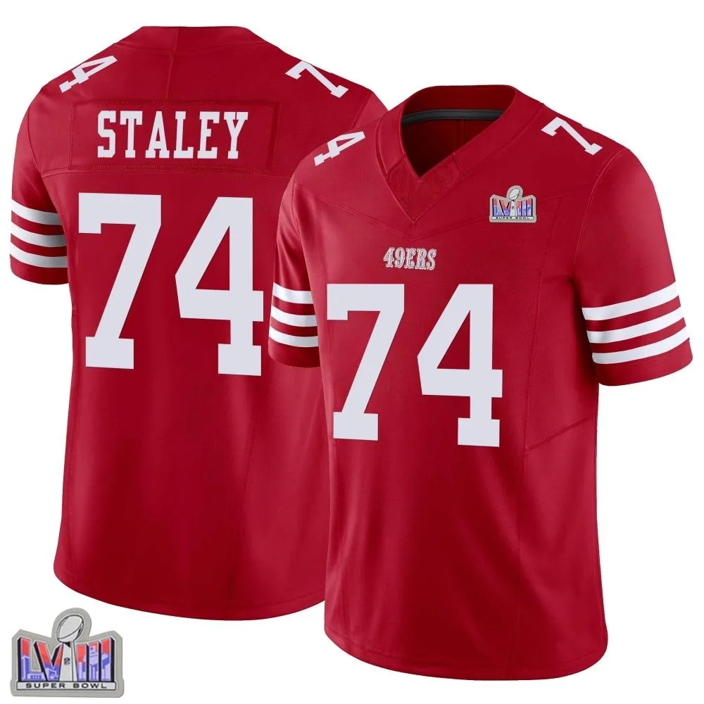 Youth San Francisco 49ers Joe Staley Nike Vapor F.U.S.E. Super Bowl LVIII Patch Limited Scarlet Jersey Youth San Francisco 49ers Joe Staley Nike Vapor F.U.S.E. Super Bowl LVIII Patch Limited Scarlet Jersey