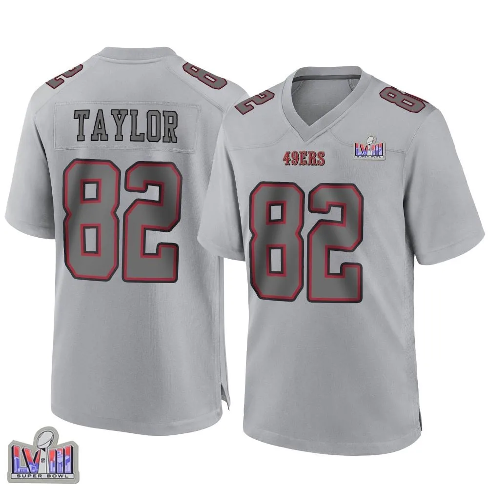 Men's San Francisco 49ers John Taylor Nike Atmosphere Fashion Super Bowl LVIII Patch Game Gray Jersey Men's San Francisco 49ers John Taylor Nike Atmosphere Fashion Super Bowl LVIII Patch Game Gray Jersey