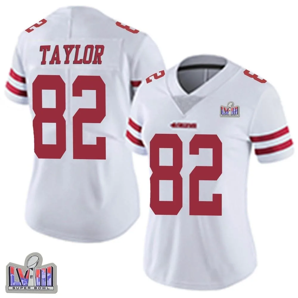 Women's San Francisco 49ers John Taylor Nike Vapor Untouchable Super Bowl LVIII Patch Limited White Jersey Women's San Francisco 49ers John Taylor Nike Vapor Untouchable Super Bowl LVIII Patch Limited White Jersey