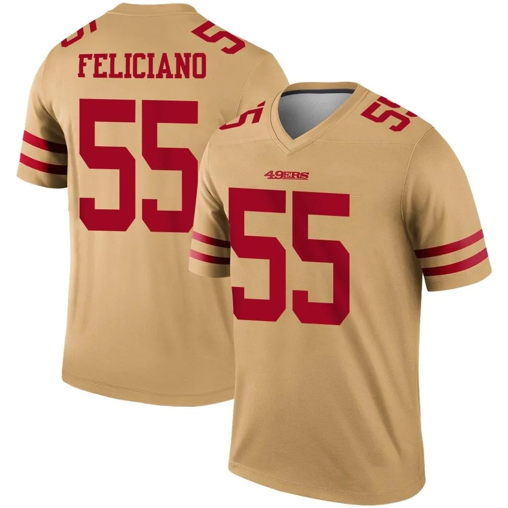 Men's San Francisco 49ers Jon Feliciano Nike Inverted Legend Gold Jersey Men's San Francisco 49ers Jon Feliciano Nike Inverted Legend Gold Jersey