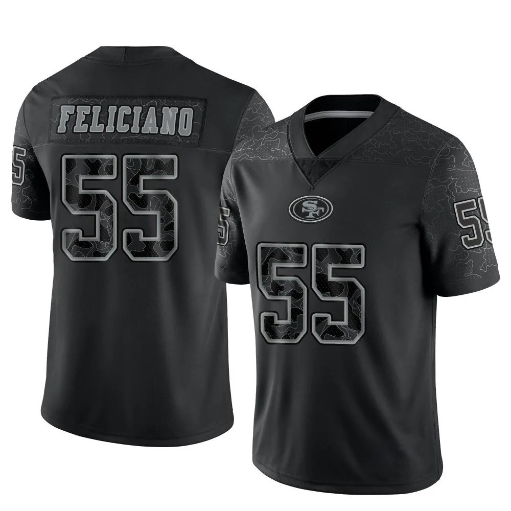 Men's San Francisco 49ers Jon Feliciano Nike Reflective Limited Black Jersey Men's San Francisco 49ers Jon Feliciano Nike Reflective Limited Black Jersey
