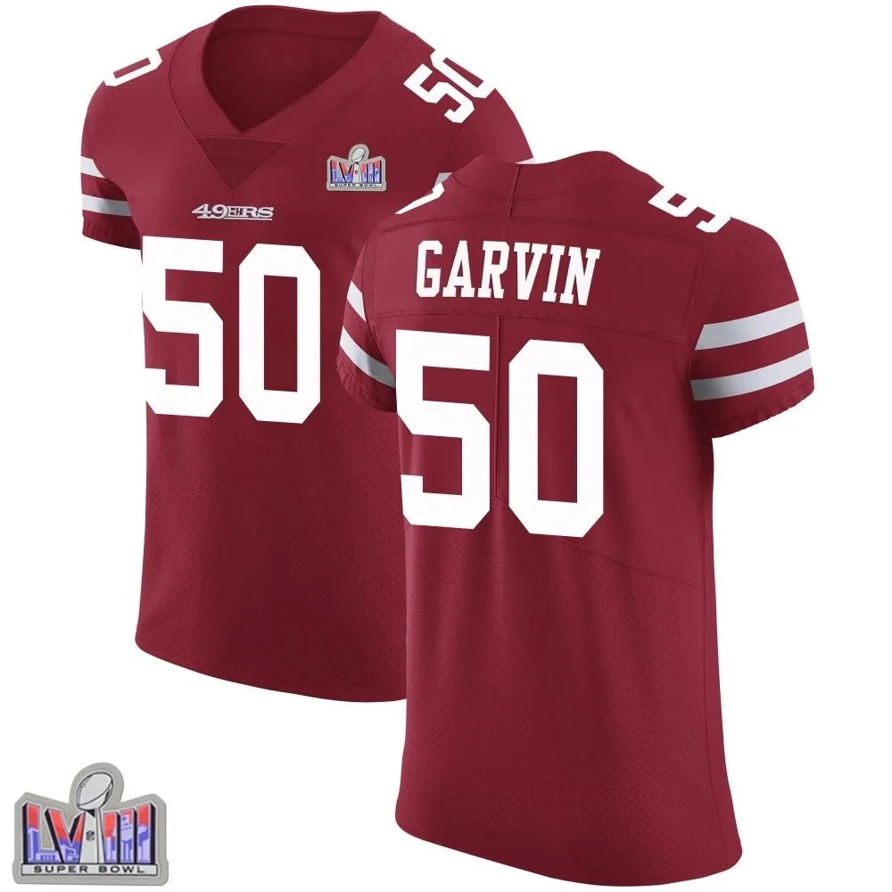 Men's San Francisco 49ers Jonathan Garvin Nike Team Color Vapor Untouchable Super Bowl LVIII Patch Elite Red Jersey Men's San Francisco 49ers Jonathan Garvin Nike Team Color Vapor Untouchable Super Bowl LVIII Patch Elite Red Jersey