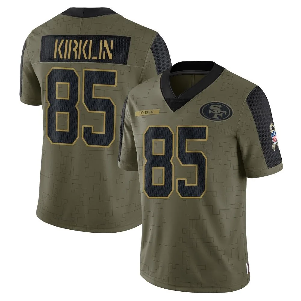 Men's San Francisco 49ers Jontre Kirklin Nike 2021 Salute To Service Limited Olive Jersey Men's San Francisco 49ers Jontre Kirklin Nike 2021 Salute To Service Limited Olive Jersey