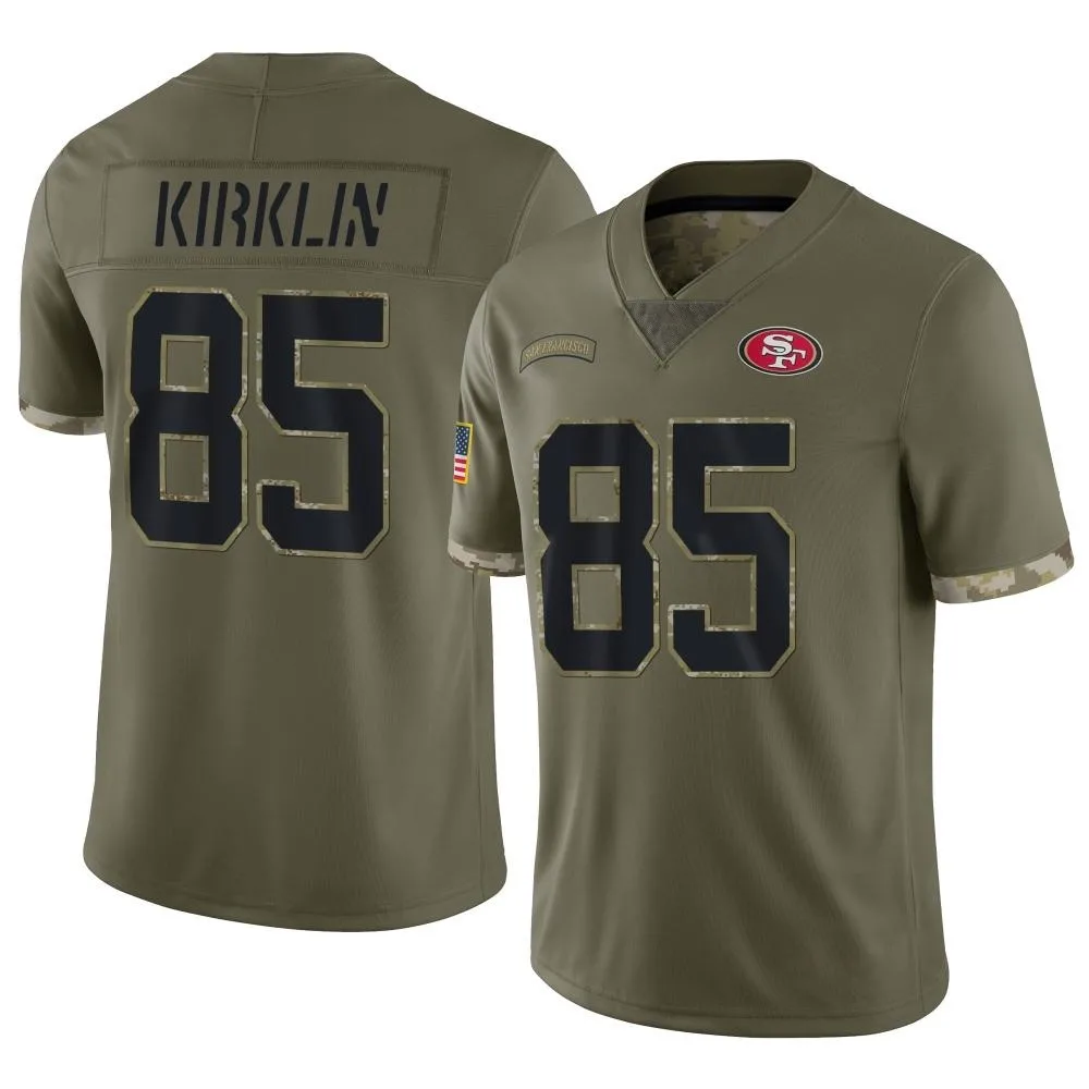 Men's San Francisco 49ers Jontre Kirklin Nike 2022 Salute To Service Limited Olive Jersey Men's San Francisco 49ers Jontre Kirklin Nike 2022 Salute To Service Limited Olive Jersey