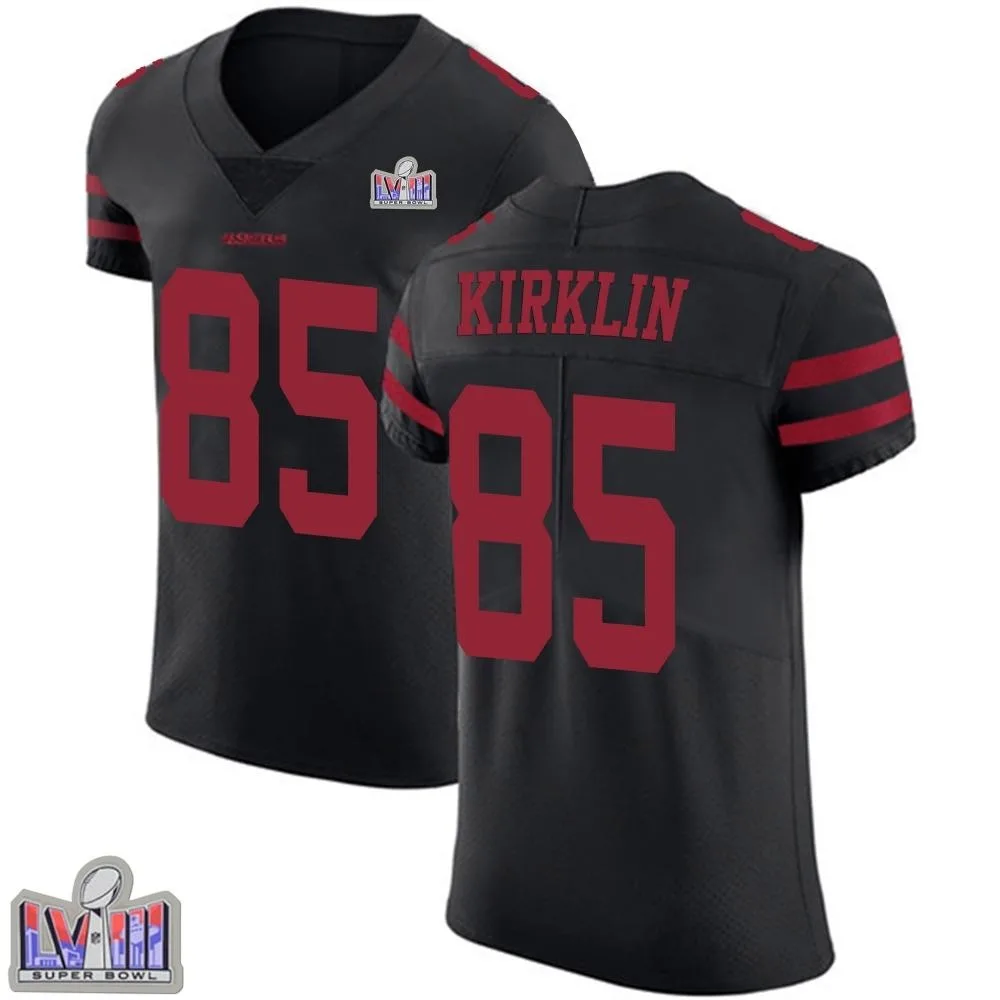 Men's San Francisco 49ers Jontre Kirklin Nike Alternate Vapor Untouchable Super Bowl LVIII Patch Elite Black Jersey Men's San Francisco 49ers Jontre Kirklin Nike Alternate Vapor Untouchable Super Bowl LVIII Patch Elite Black Jersey