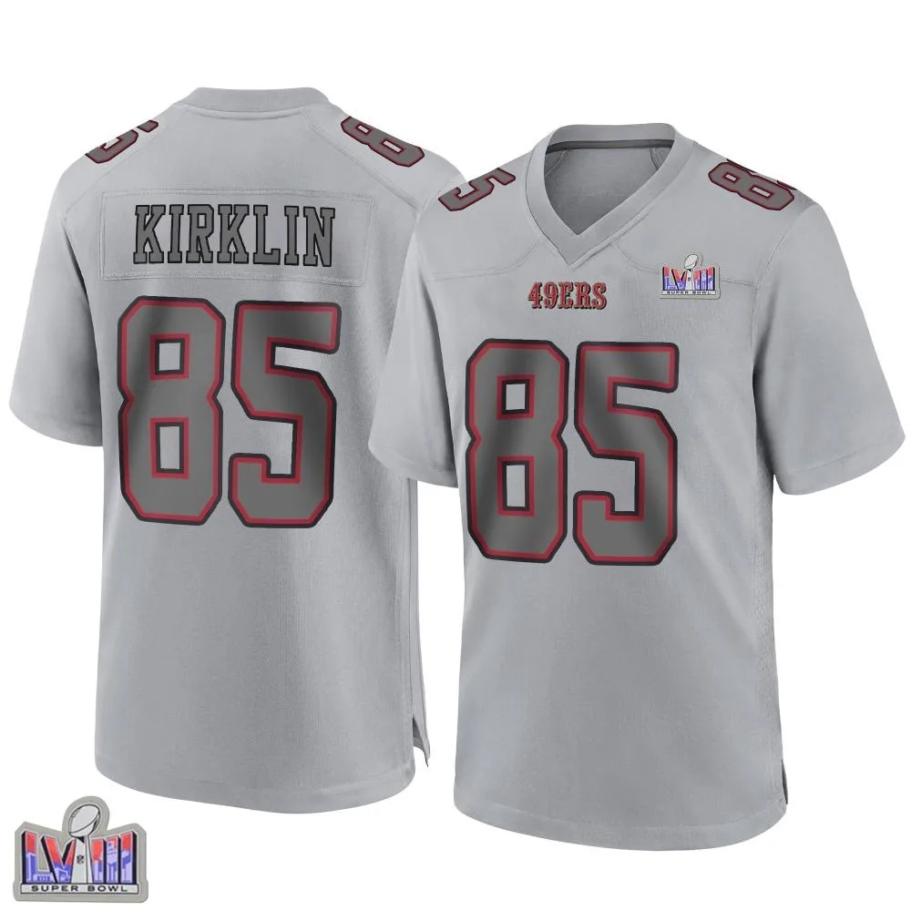 Men's San Francisco 49ers Jontre Kirklin Nike Atmosphere Fashion Super Bowl LVIII Patch Game Gray Jersey Men's San Francisco 49ers Jontre Kirklin Nike Atmosphere Fashion Super Bowl LVIII Patch Game Gray Jersey