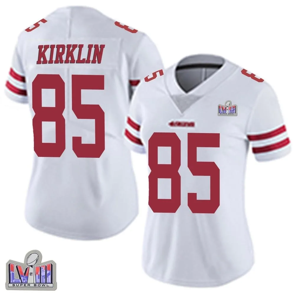 Women's San Francisco 49ers Jontre Kirklin Nike Vapor Untouchable Super Bowl LVIII Patch Limited White Jersey Women's San Francisco 49ers Jontre Kirklin Nike Vapor Untouchable Super Bowl LVIII Patch Limited White Jersey