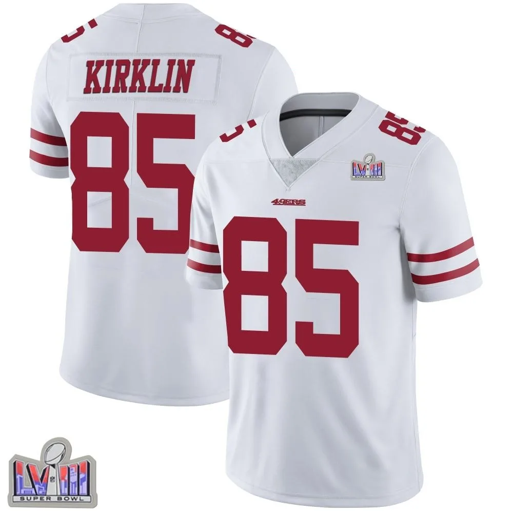 Youth San Francisco 49ers Jontre Kirklin Nike Vapor Untouchable Super Bowl LVIII Patch Limited White Jersey Youth San Francisco 49ers Jontre Kirklin Nike Vapor Untouchable Super Bowl LVIII Patch Limited White Jersey