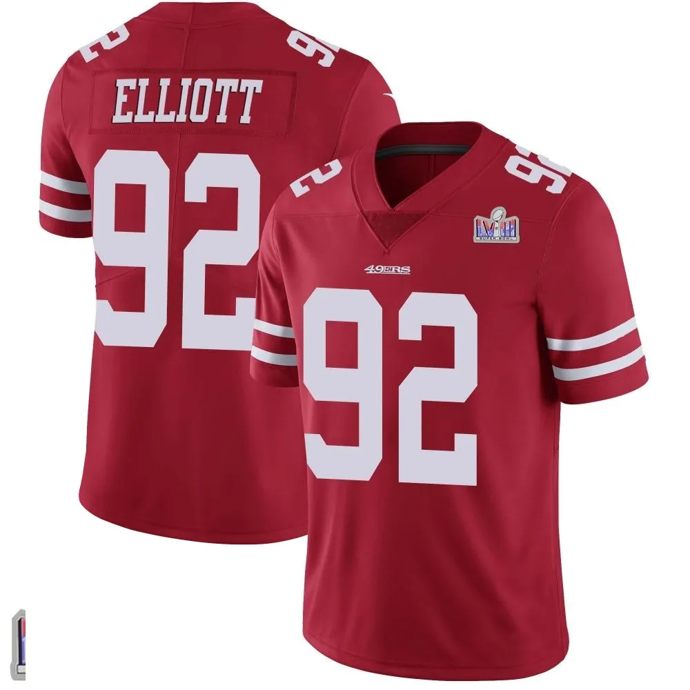 Youth San Francisco 49ers Jordan Elliott Nike Team Color Vapor Untouchable Super Bowl LVIII Patch Limited Red Jersey