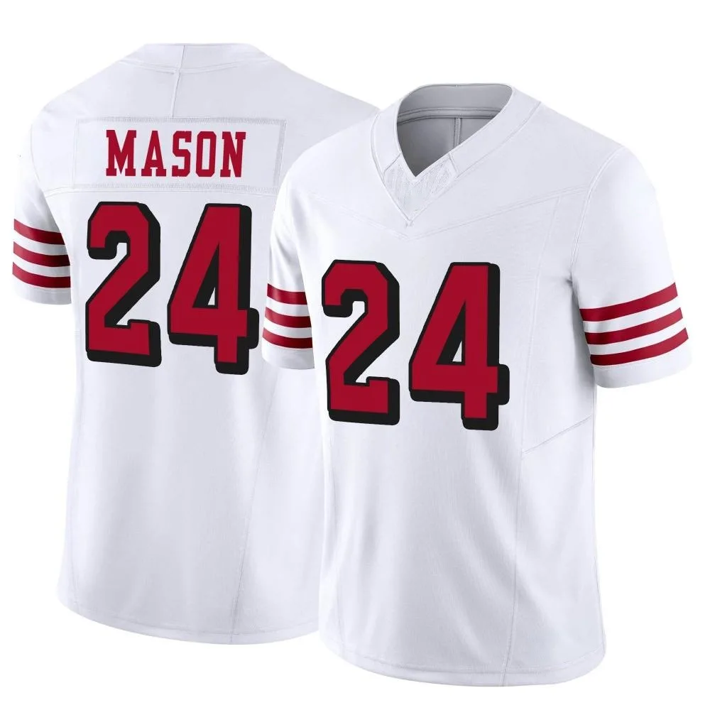 Men's San Francisco 49ers Jordan Mason Nike Alternate Vapor F.U.S.E. Limited White Jersey Men's San Francisco 49ers Jordan Mason Nike Alternate Vapor F.U.S.E. Limited White Jersey