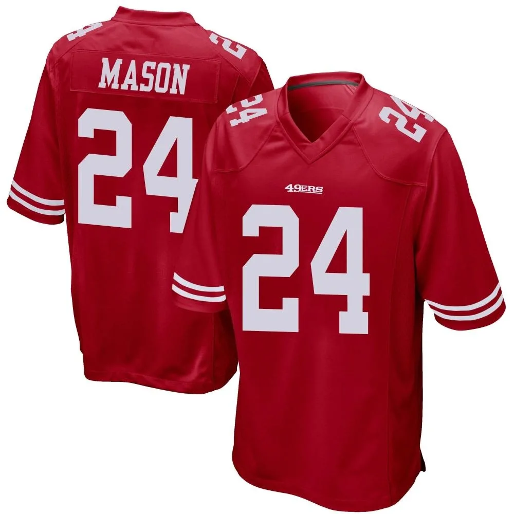 Men's San Francisco 49ers Jordan Mason Nike Team Color Game Red Jersey Men's San Francisco 49ers Jordan Mason Nike Team Color Game Red Jersey