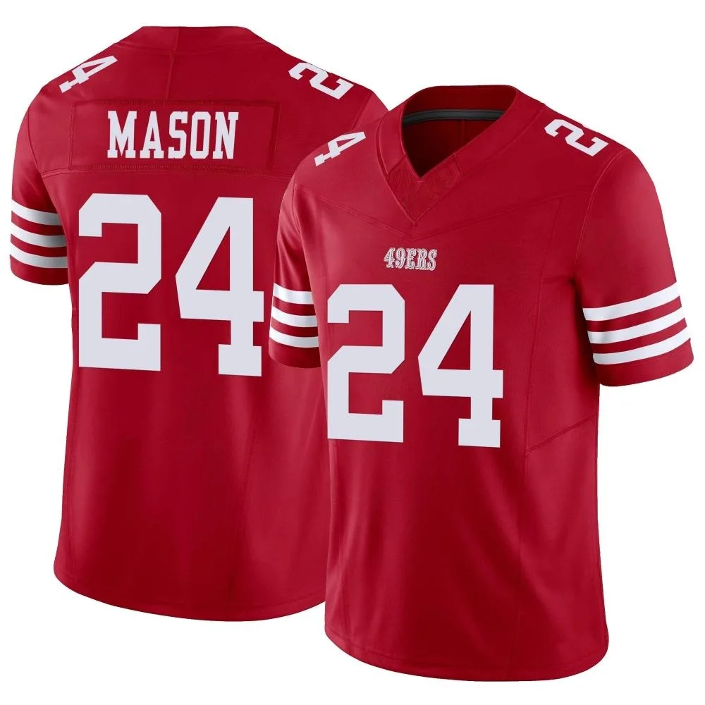 Men's San Francisco 49ers Jordan Mason Nike Vapor F.U.S.E. Limited Scarlet Jersey Men's San Francisco 49ers Jordan Mason Nike Vapor F.U.S.E. Limited Scarlet Jersey