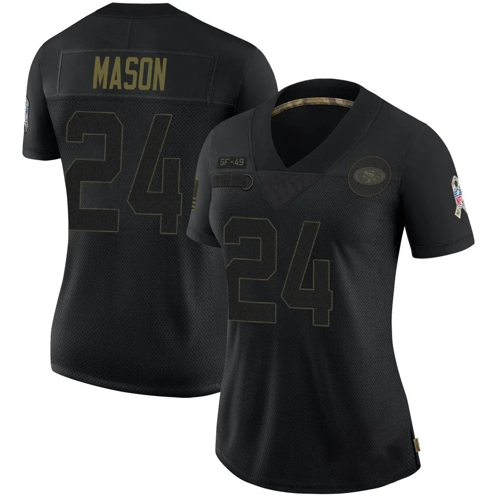 Women's San Francisco 49ers Jordan Mason Nike 2020 Salute To Service Limited Black Jersey Women's San Francisco 49ers Jordan Mason Nike 2020 Salute To Service Limited Black Jersey