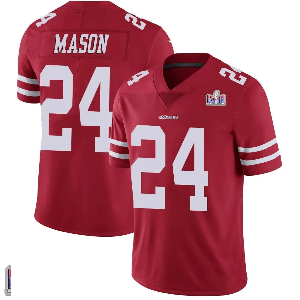 Youth San Francisco 49ers Jordan Mason Nike Team Color Vapor Untouchable Super Bowl LVIII Patch Limited Red Jersey Youth San Francisco 49ers Jordan Mason Nike Team Color Vapor Untouchable Super Bowl LVIII Patch Limited Red Jersey