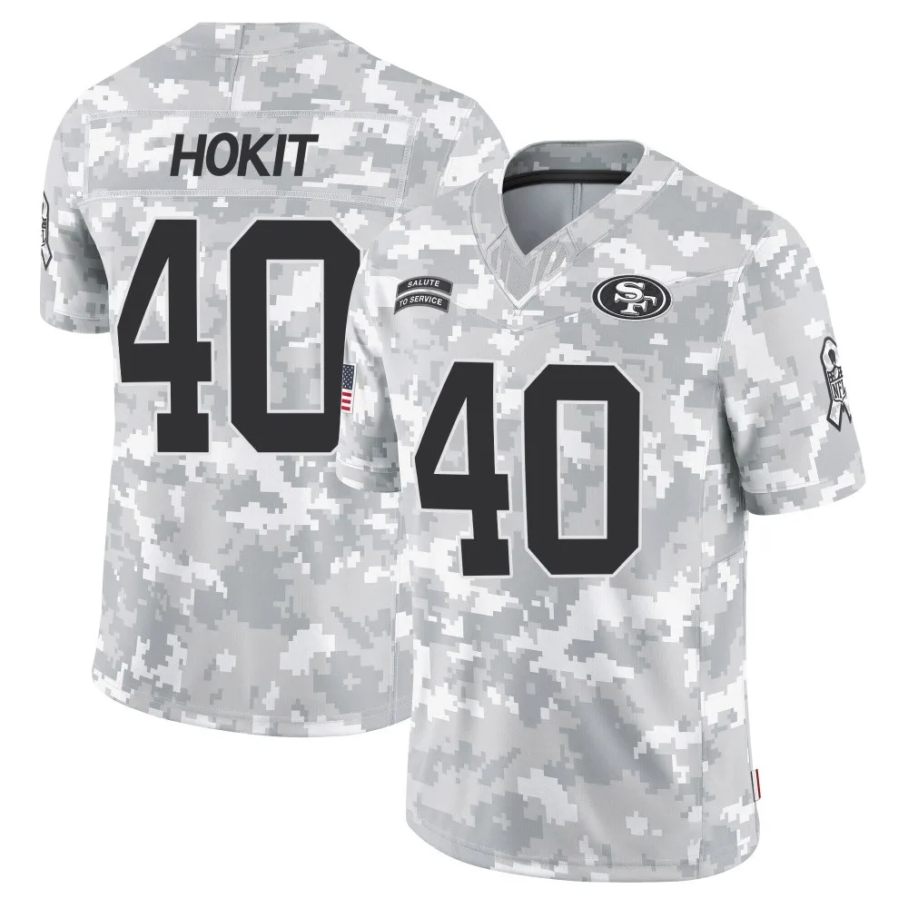 Men's San Francisco 49ers Josh Hokit Nike 2024 Salute To Service Limited Arctic Camo Jersey Men's San Francisco 49ers Josh Hokit Nike 2024 Salute To Service Limited Arctic Camo Jersey