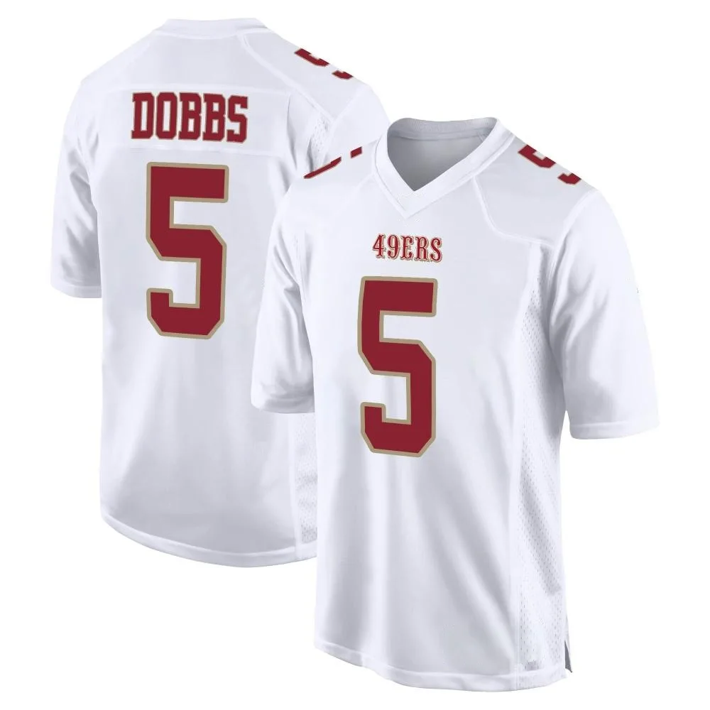 Men's San Francisco 49ers Joshua Dobbs Nike Fashion Game White Jersey Men's San Francisco 49ers Joshua Dobbs Nike Fashion Game White Jersey