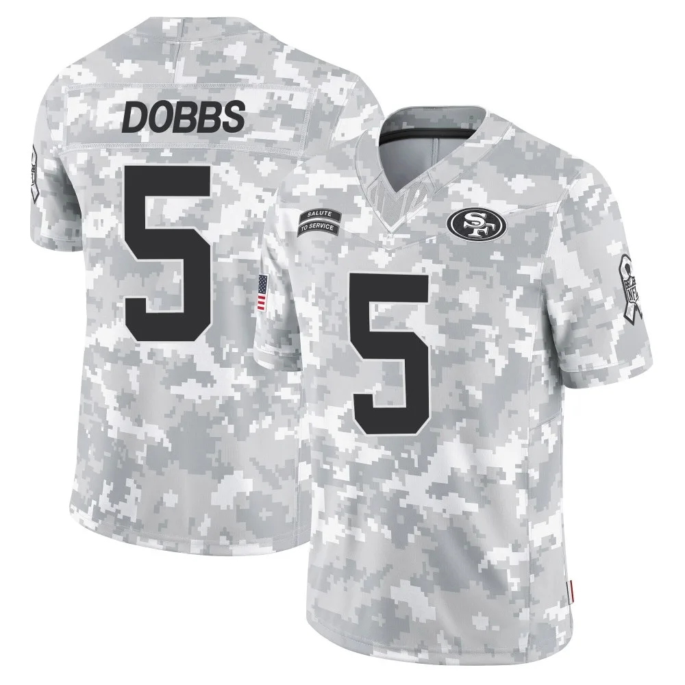 Youth San Francisco 49ers Joshua Dobbs Nike 2024 Salute To Service Limited Arctic Camo Jersey Youth San Francisco 49ers Joshua Dobbs Nike 2024 Salute To Service Limited Arctic Camo Jersey
