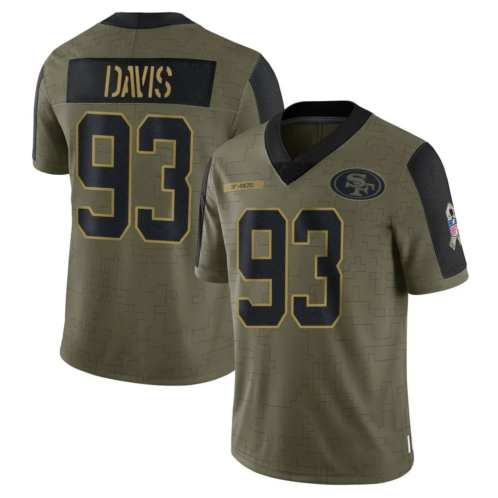 Men's San Francisco 49ers Kalia Davis Nike 2021 Salute To Service Limited Olive Jersey Men's San Francisco 49ers Kalia Davis Nike 2021 Salute To Service Limited Olive Jersey