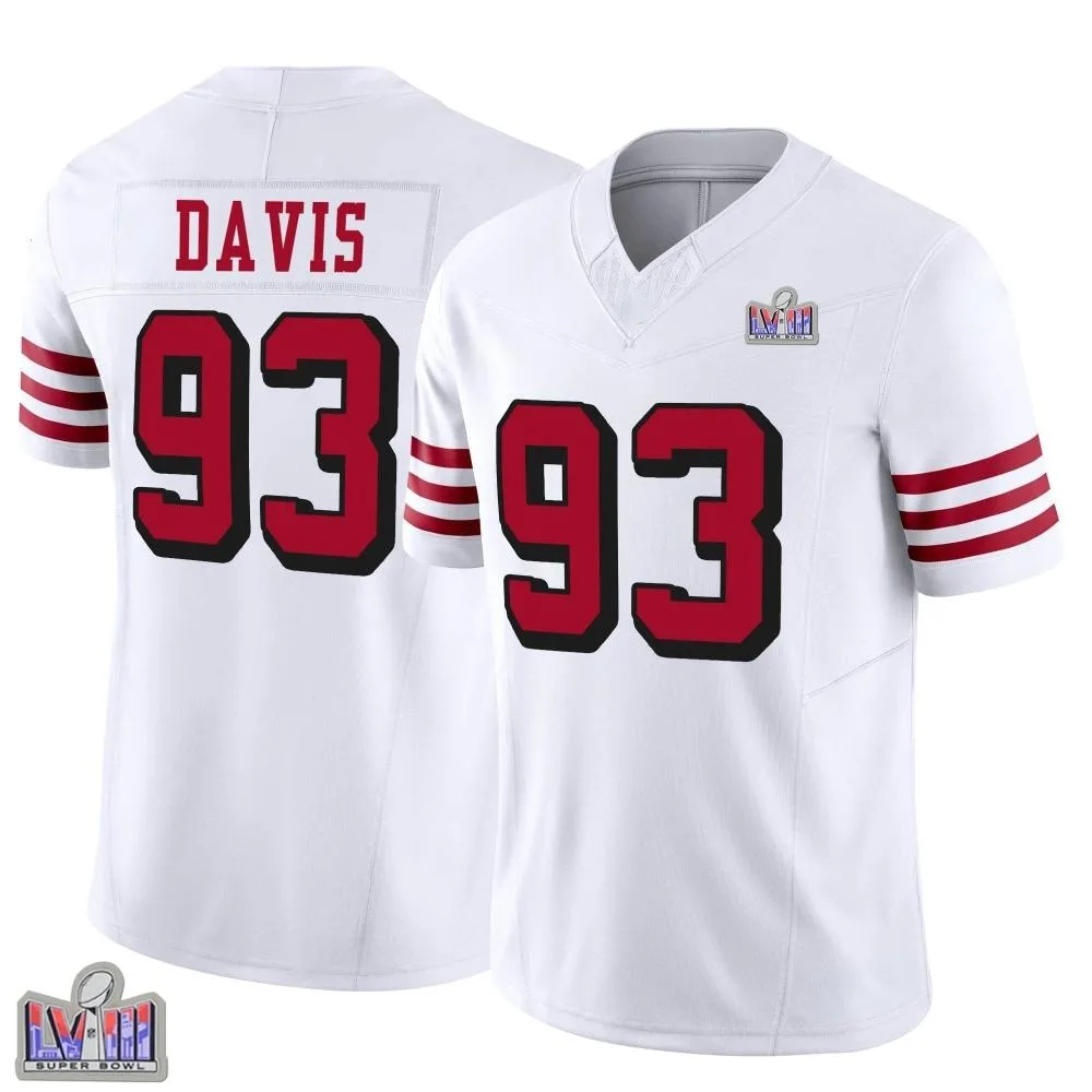 Men's San Francisco 49ers Kalia Davis Nike Alternate Vapor F.U.S.E. Super Bowl LVIII Patch Limited White Jersey Men's San Francisco 49ers Kalia Davis Nike Alternate Vapor F.U.S.E. Super Bowl LVIII Patch Limited White Jersey