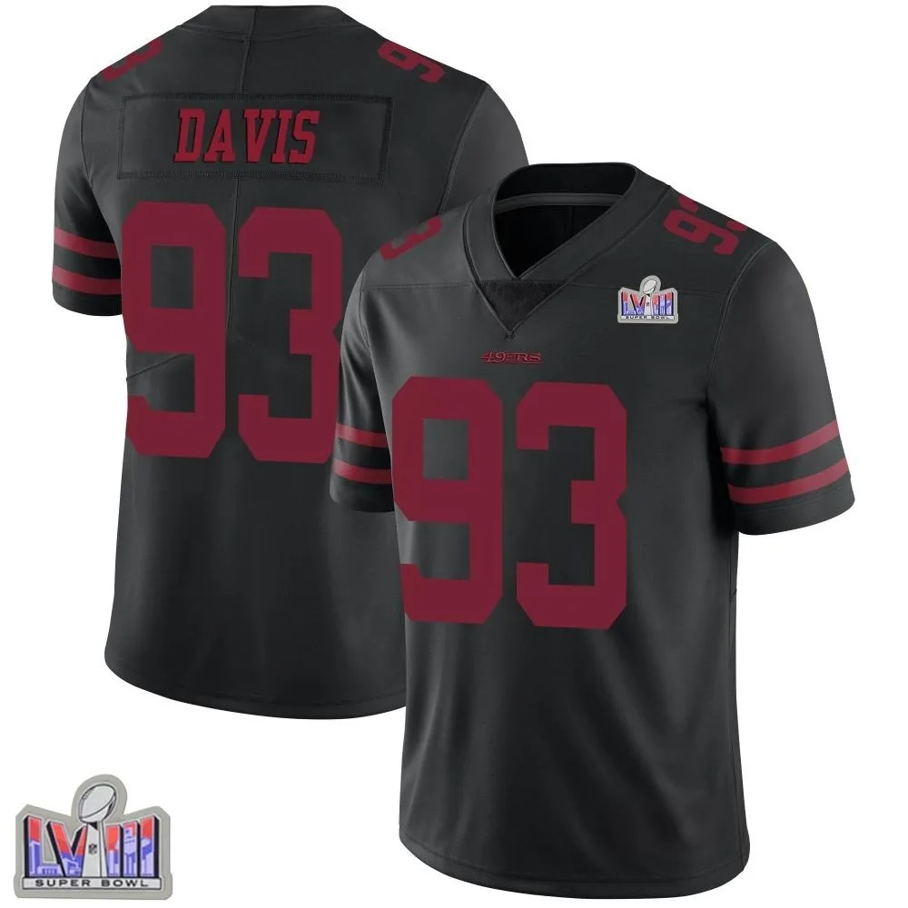 Men's San Francisco 49ers Kalia Davis Nike Alternate Vapor Untouchable Super Bowl LVIII Patch Limited Black Jersey Men's San Francisco 49ers Kalia Davis Nike Alternate Vapor Untouchable Super Bowl LVIII Patch Limited Black Jersey