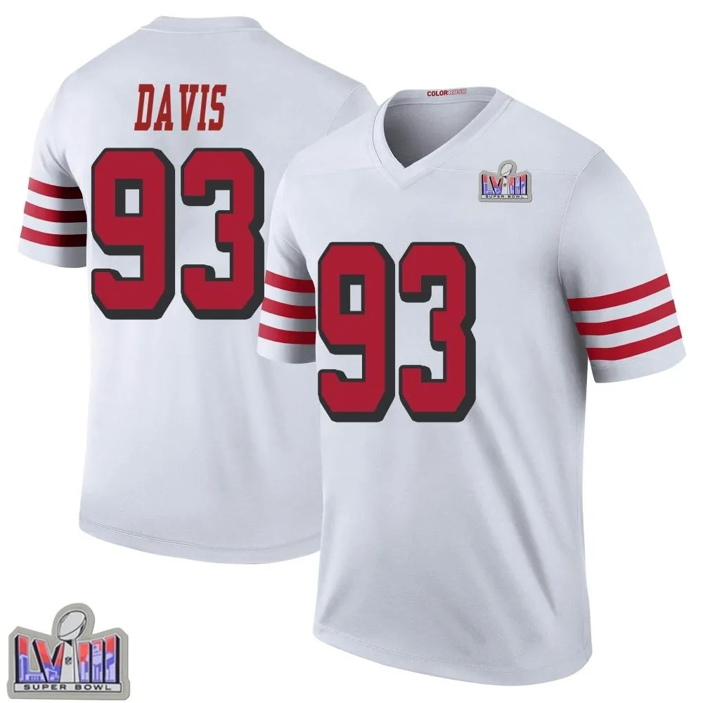 Men's San Francisco 49ers Kalia Davis Nike Color Rush Super Bowl LVIII Patch Legend White Jersey Men's San Francisco 49ers Kalia Davis Nike Color Rush Super Bowl LVIII Patch Legend White Jersey